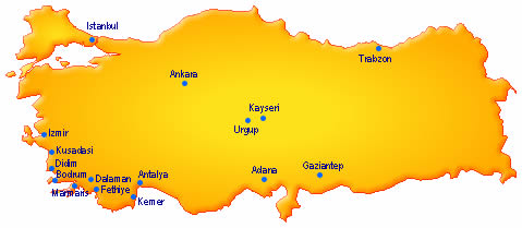 Car rental Turkey Map